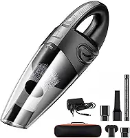 Aspirador de Pó Portátil Sem Fio, 120W Alta Potência com Sucção Poderosa, Uso Seco/Úmido, Recarregável, para Carros e Casa, Filtro Lavável, Inclui 7 Acessórios (cinza)