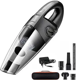 Aspirador de Pó Portátil Sem Fio, 120W Alta Potência com Sucção Poderosa, Uso Seco/Úmido, Recarregável, para Carros e Casa, Filtro Lavável, Inclui 7 Acessórios (cinza)