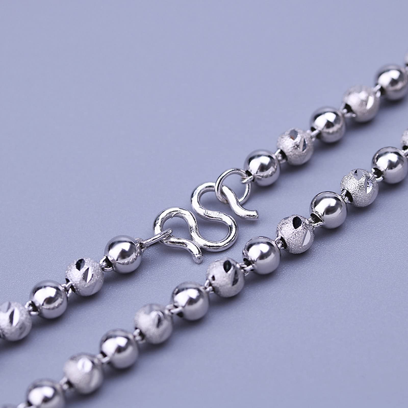 Halskette Damen Lang 45-55cm, Versilbert Kugelkette Kette Edelstahl Lang Breit 4/5/ 6MM, Freundschaftsketten Jungs Hip Hop für Frauen