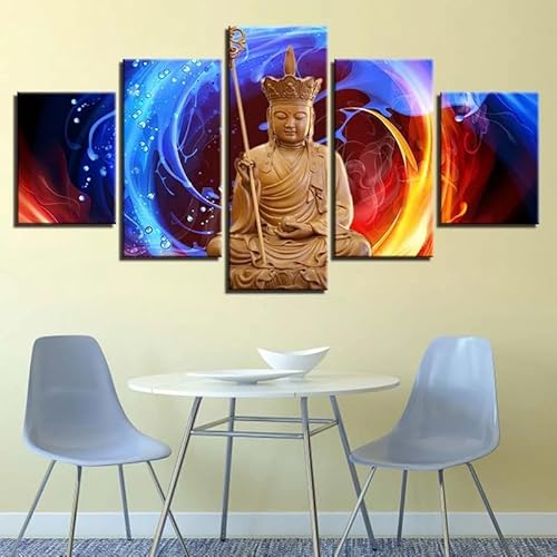 cyongshan Buddha Wall Art Modern Decor 5 Panel Canvas Artwor
