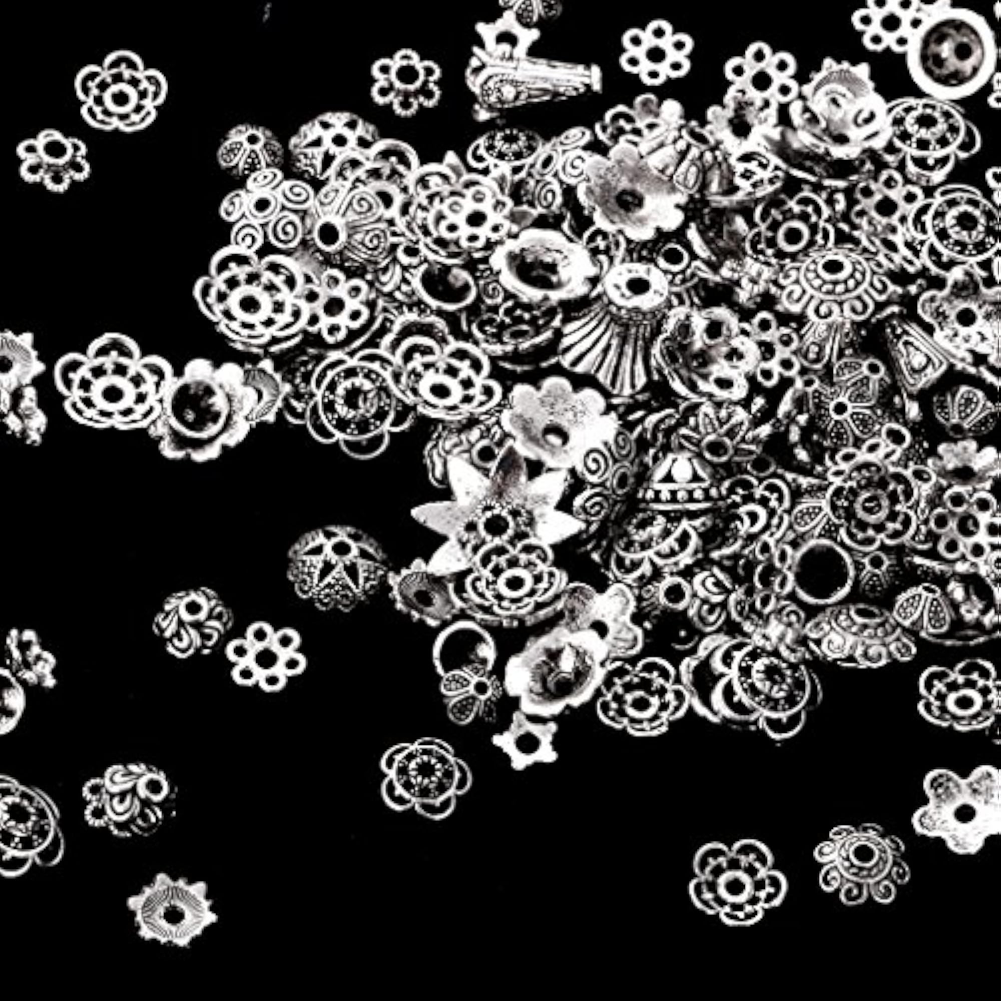 Fancy Tibetan Silver Flower Bead Caps for Jewellery Making