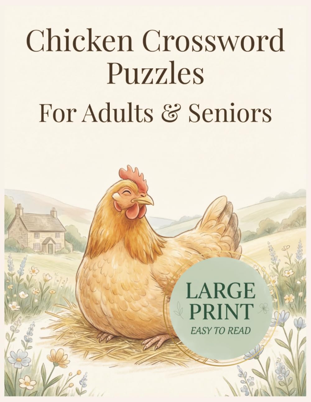 Chicken Crossword Puzzles for Adults & Seniors: Large Print, 50 Easy Chicken-Themed Crosswords for Relaxation (Vita Bloom Puzzle Collection)
