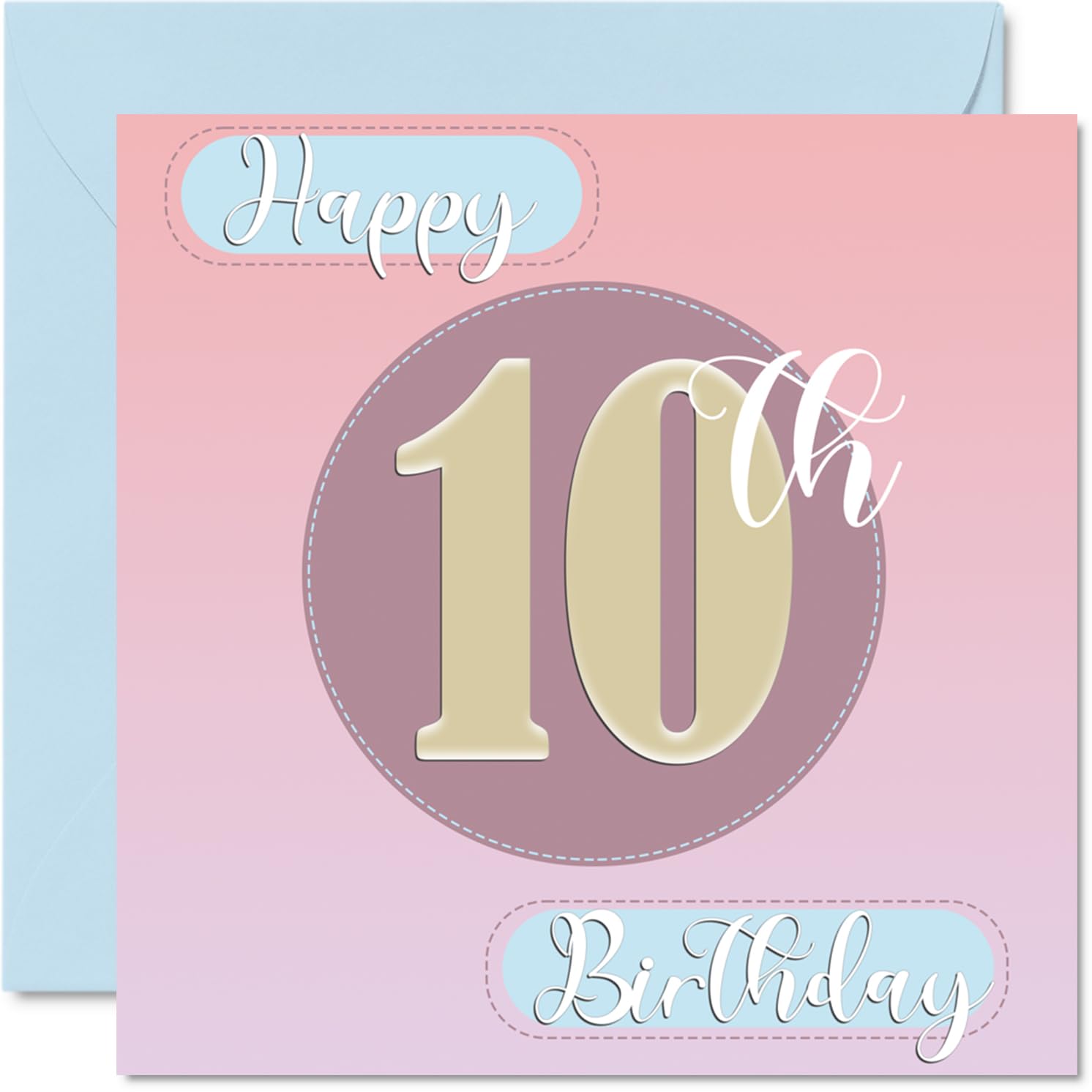 10th Birthday Cards for Girls - Sewing Stitch - Happy Birthday Card for 10 Year Old Girl Granddaughter Niece Daughter Cousin, 145mm Bday Greeting Cards
