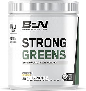 BARE PERFORMANCE NUTRITION, BPN Strong Greens Superfood Powder, Improved Digestion, Increased Energy, Immune System Support, Lemon