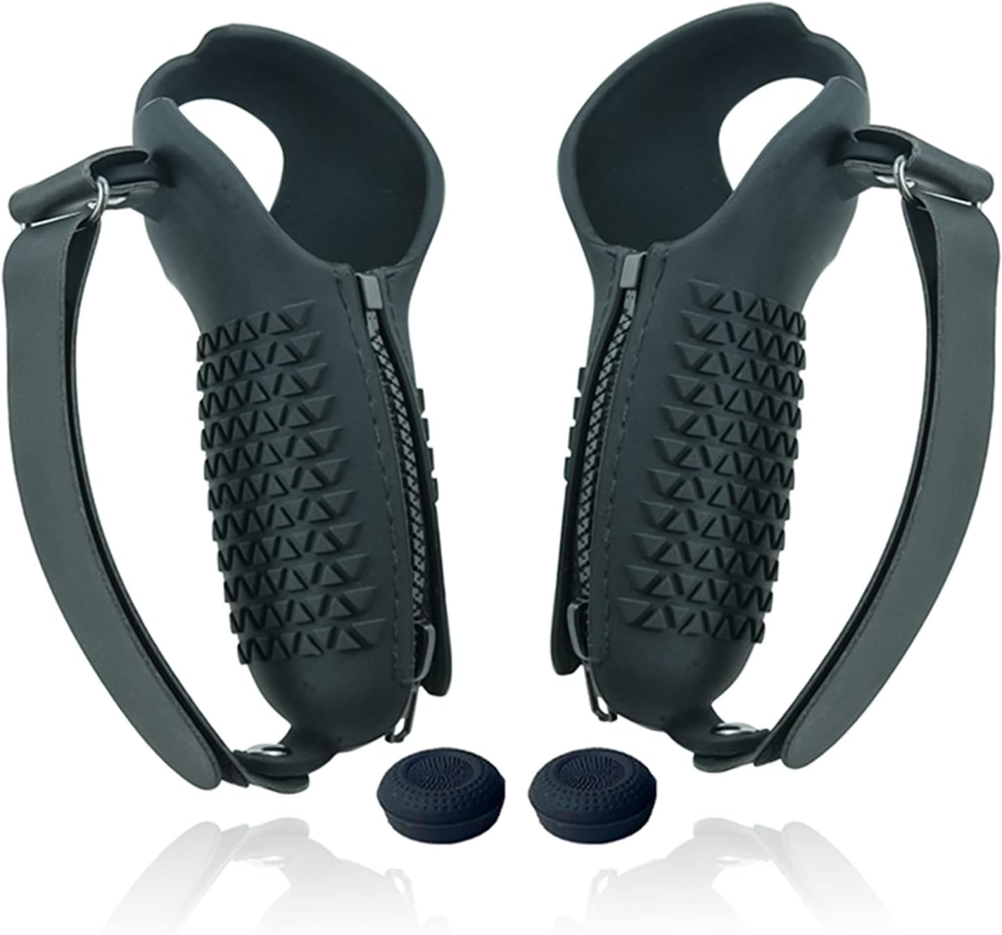 Controller Grips Cover Silicone Gel Grip Controller Cover Skin Protector Adjustable Controller Straps Compatible for PICO 4 VR Accessories(Black)