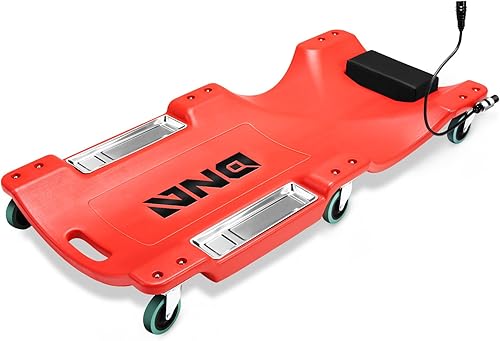 Miniatura 7 de DNA Motoring 40 pulgadas de plástico de perfil bajo rodante para garaje con luz LED, reposacabezas acolchado, bandejas de herramientas duales, Azul