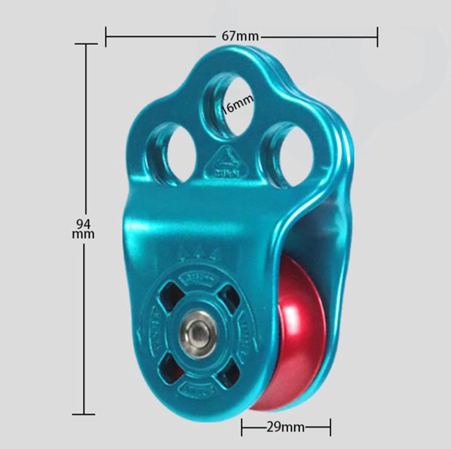 Climbing Pulley, 30KN Three Holes Ball Bearing Single Pulley, Rock Climbing Pulley for 14mm Rope Hauling, Rock Climbing, Rescue Applications, Zipline Sports Etc