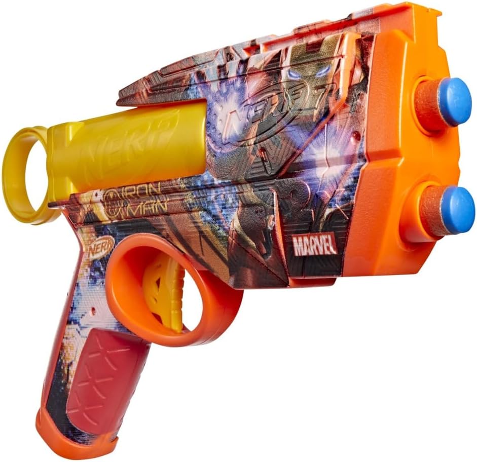 Nerf Marvel Iron Man Dart Blaster | 4 Nerf N1 Foam Darts | Iron Man-Inspired Blaster Skin Designs | Kids Gifts |Outdoor Toys & Games for Ages 8+ (Amazon Exclusive)