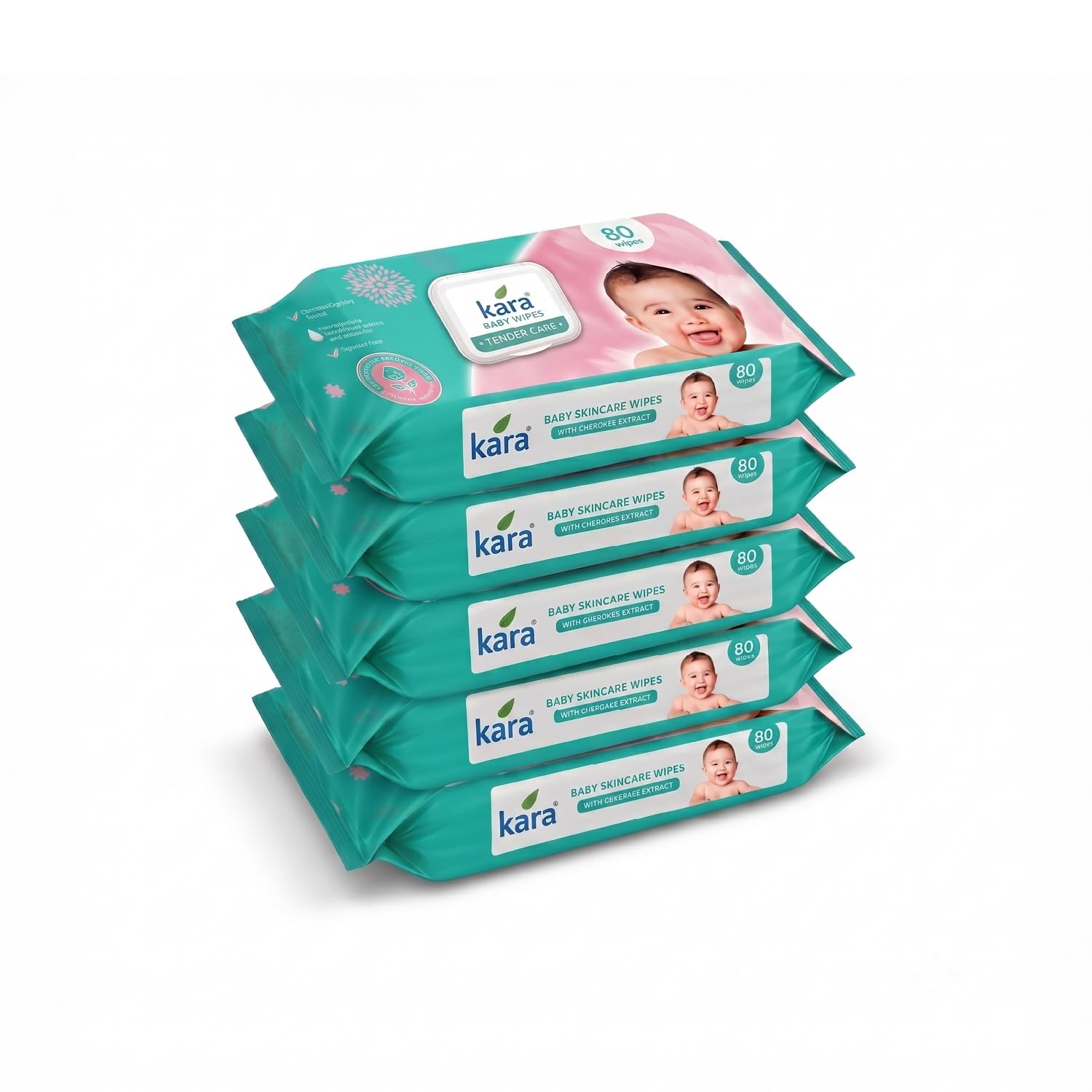 kara Baby Wet Wipes for Sensitive Skin with Chamomile & Vitamin E | 80 Wipes Pack | Gentle Cleansing Baby Wipes for Face Hands Body | Paraben Free, Dermatologically Tested with Lid | Pack Of 5-image-19