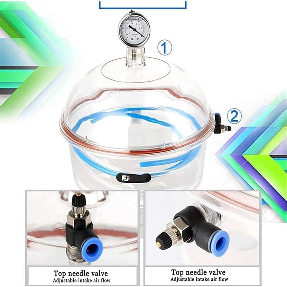 Desecador de vacío de laboratorio, recipiente secador de vacío de doble válvula de 150 mm con manómetro, temperatura ambiente de funcionamiento de -25 ℃ a 120 ℃, for almacenamiento de secado al vacío