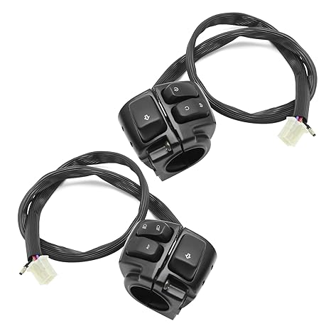 1 Pair Control Switches Handlebar Horn Turn Signals Light On/Off Switch with Wire Harness Replacement for Harley 1996-2012