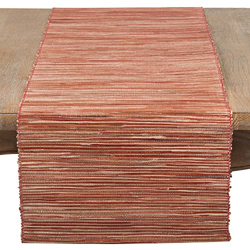 SARO LIFESTYLE Melaya Collection Shimmering Woven Nubby Water Hyacinth Table Runner, 16" x 72", Rust