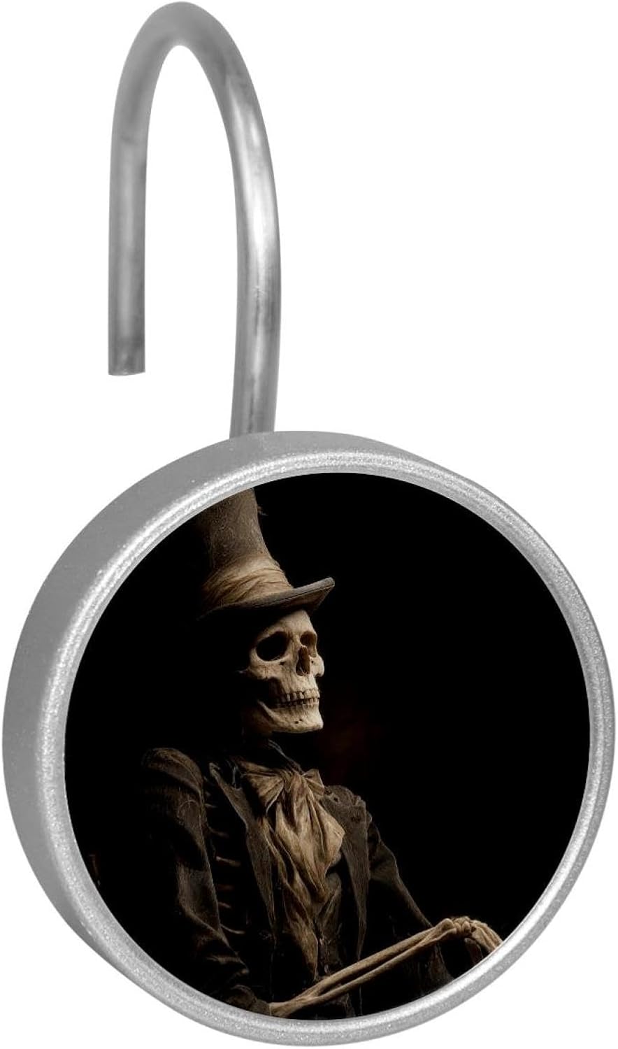 Set of 12 Halloween Skeleton (2) Shower Curtain Hooks, Stainless Steel Rust-Resistant Decorative Hanger Rings