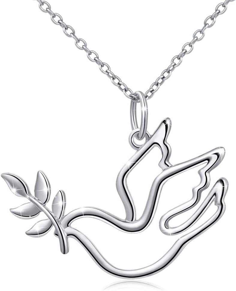 S925 Sterling Silver Jewelry Animal in Heart Pendant Necklace 18 inches
