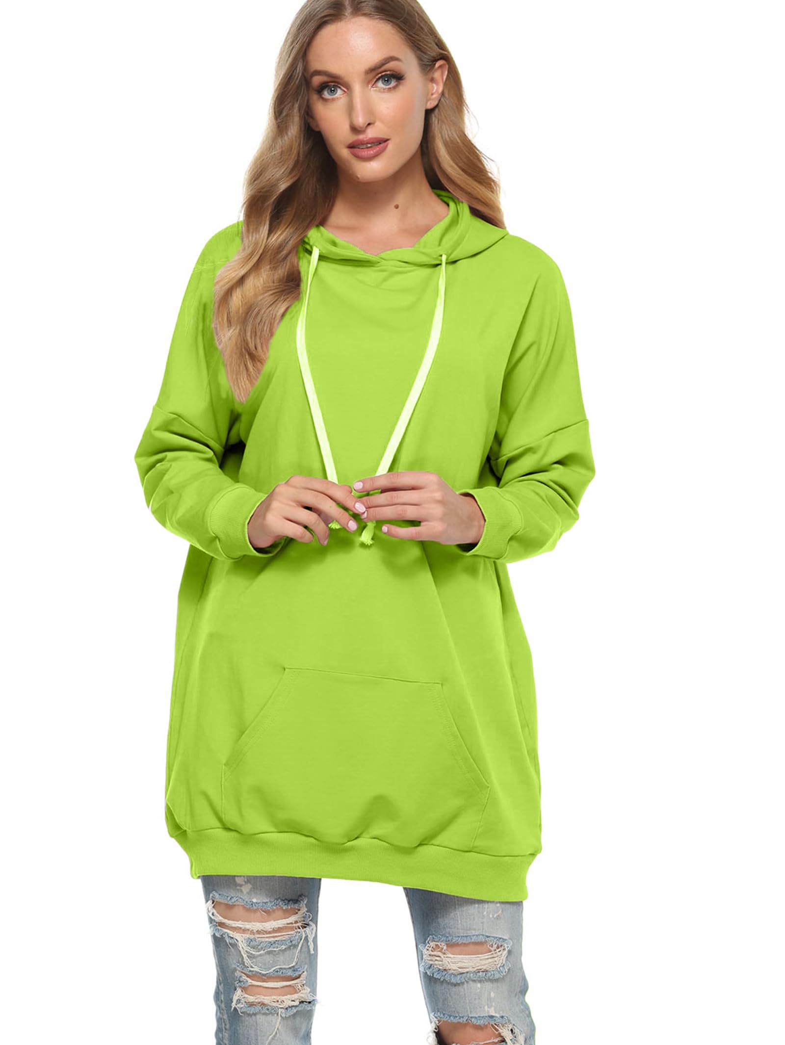 Famulily Sweat à Capuche surdimensionné Extra Long avec Poches pour Femme