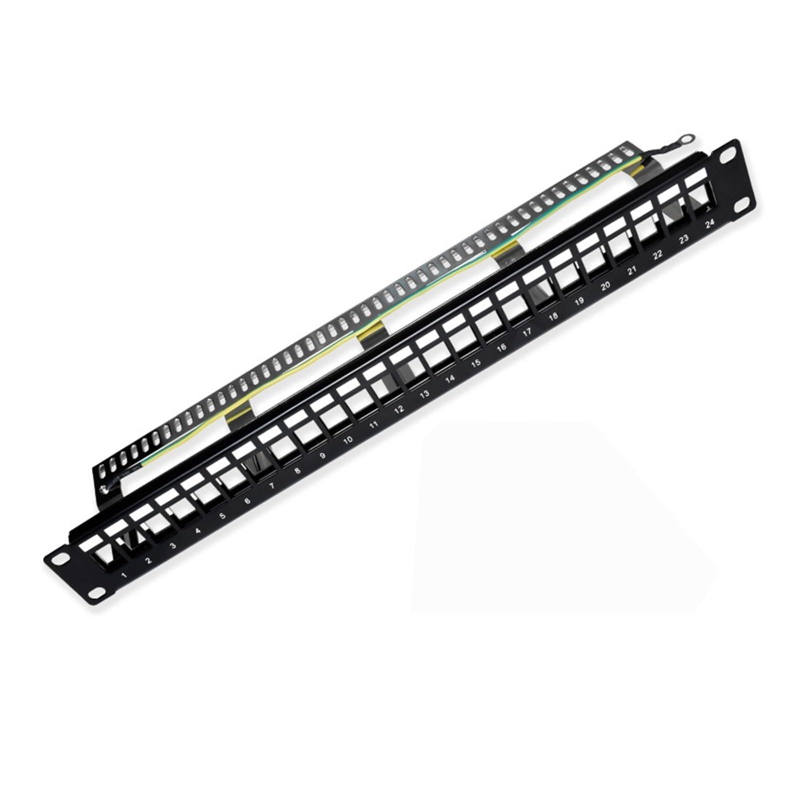 Panneau de brassage RJ45 femelle blindé 24 ports CAT6A, boîtier métallique, support de montage en rack réseau 19 pouces, 10G Pass-through CAT.6A UTP(ONLY Patch Panel)