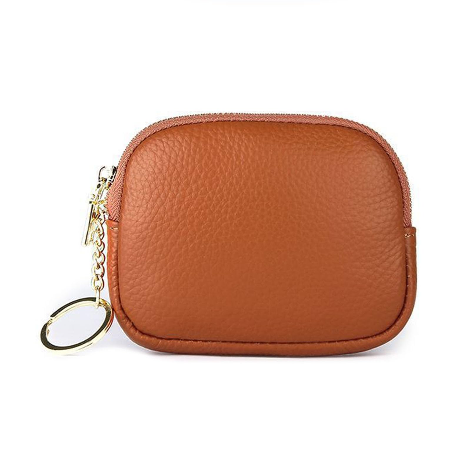 matumou Faux Leather Coin Purse, Rounded Coin Pouch, Zippered Change Purse with Key Ring, Keychain Pouch for Cash