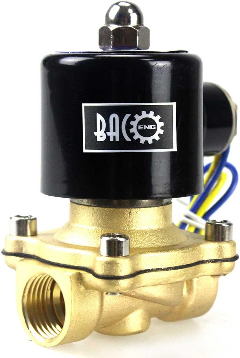 BACOENG Brass Electric Solenoid Valve 1/2" AC110V (NPT, Normally Closed)