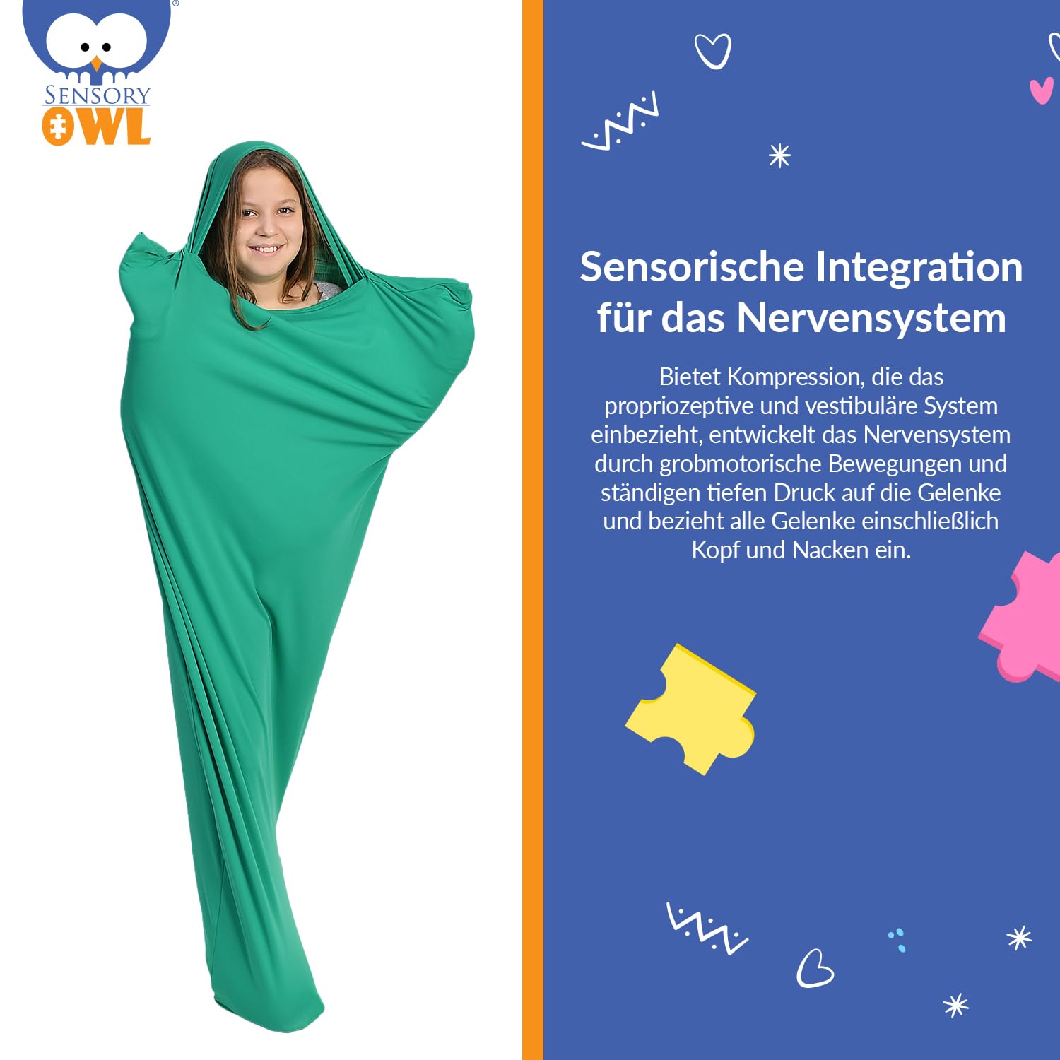 Ganzkörpersocke Sensorisch Kinder und Erwachsene Ganzkörperwickel Stressabbau Autismus ADHD Hilfsmittel XXL 175 cm Grün - 4