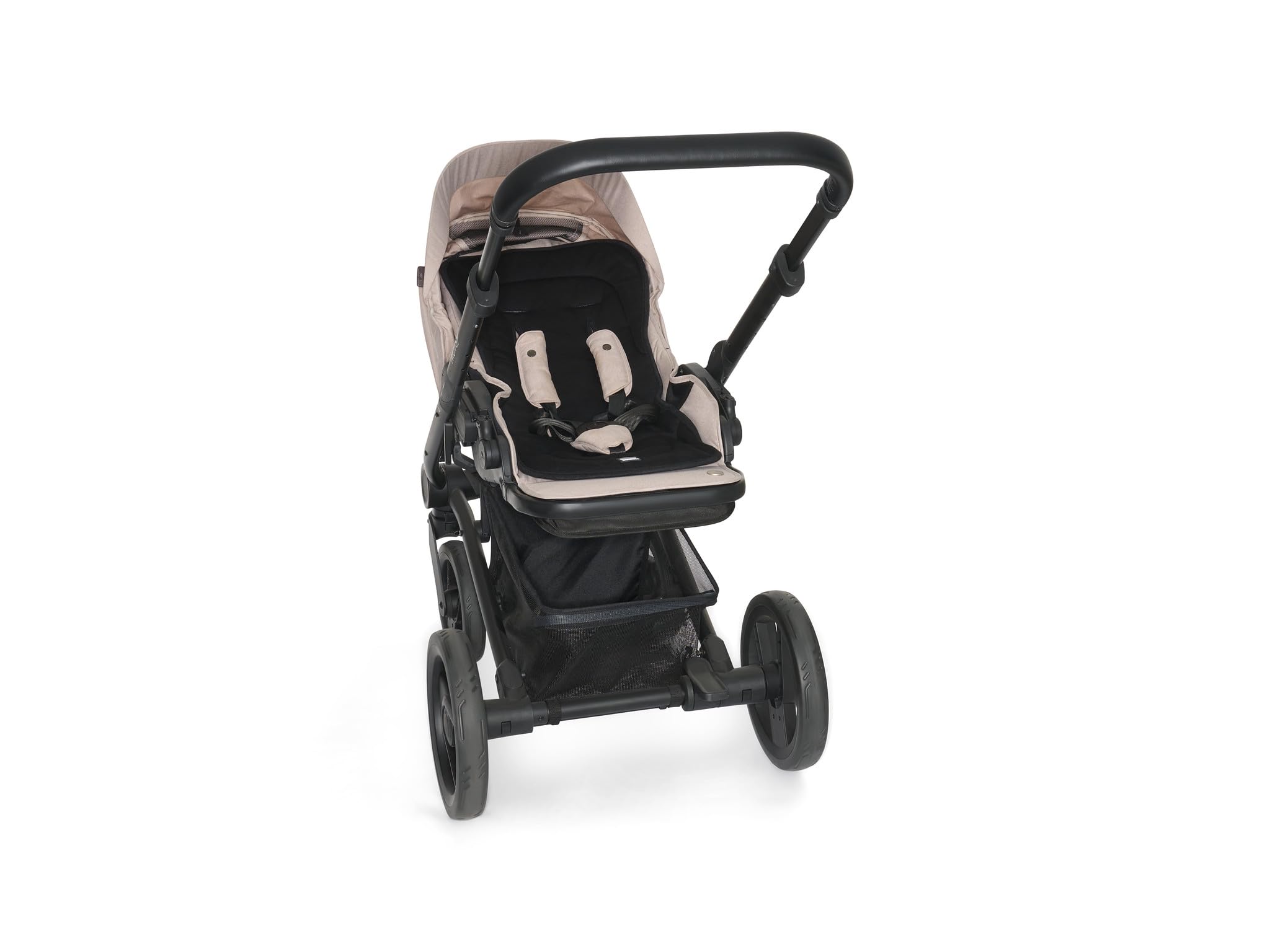 Dooky Sitzauflage Kinderwagen, Buggy Sitzauflage, universal mit Gurtöffnungen, 3D-Mesh temperaturregulierend, waschbar & schnelltrocknend, rutschfeste Unterseite, für Kinderwagen & Autositz, Schwarz