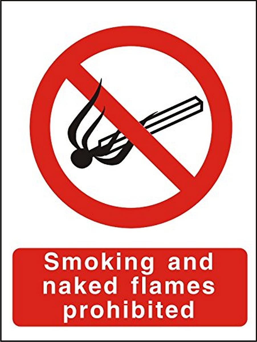 Seco Smoking and Naked Flames Prohibited Sign, 150mm x 200mm - 1mm Semi Rigid Plastic