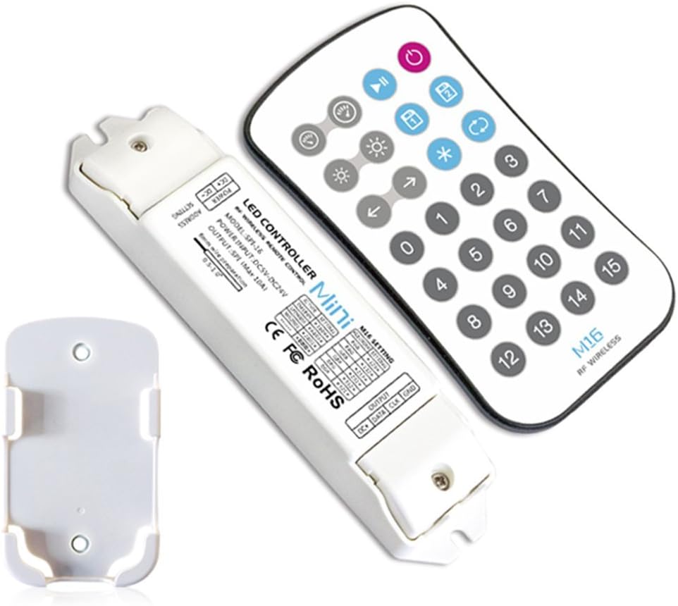 RGBSIGHT Mini LED Fantastic Controller RF Wireless Remote Pixel Control Dream Color RGB LED Lights with IC Drivers (SPI-16+M16 Controller)
