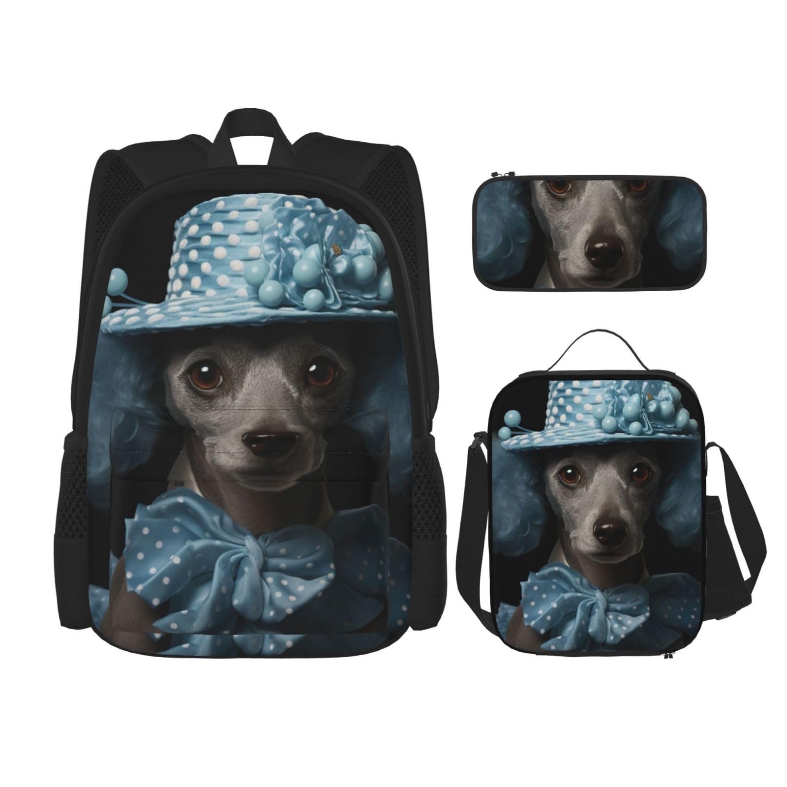 Zaino, borsa portapranzo, astuccio, set da 3 pezzi, per lavoro e