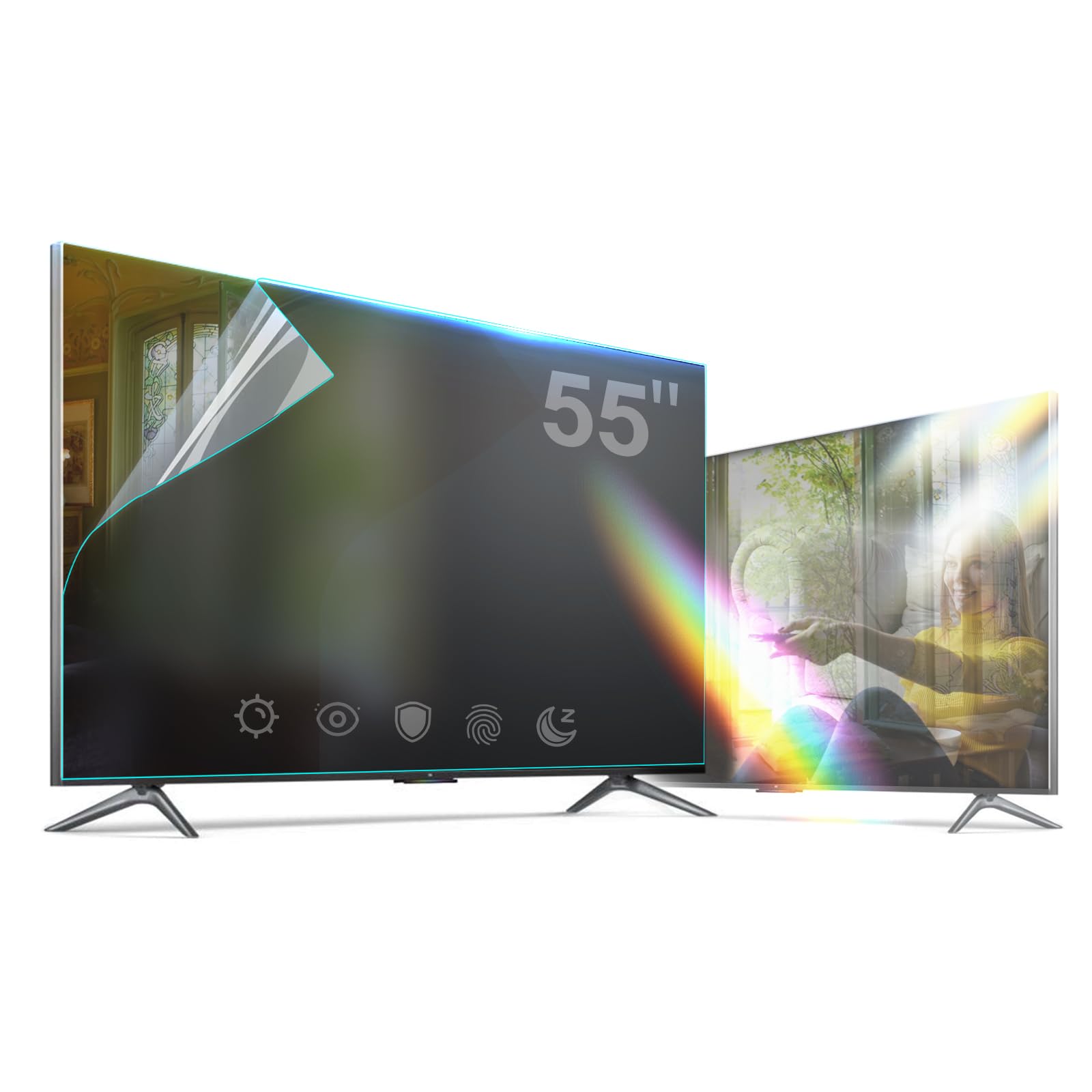ZUONYUT Anti Glare Film for TV 55 Inch,55 Inch Glare Stopper Blue Light Filter Reflection Reduction Relieve and Glare,55 Inch Anti Glare Screen Protector