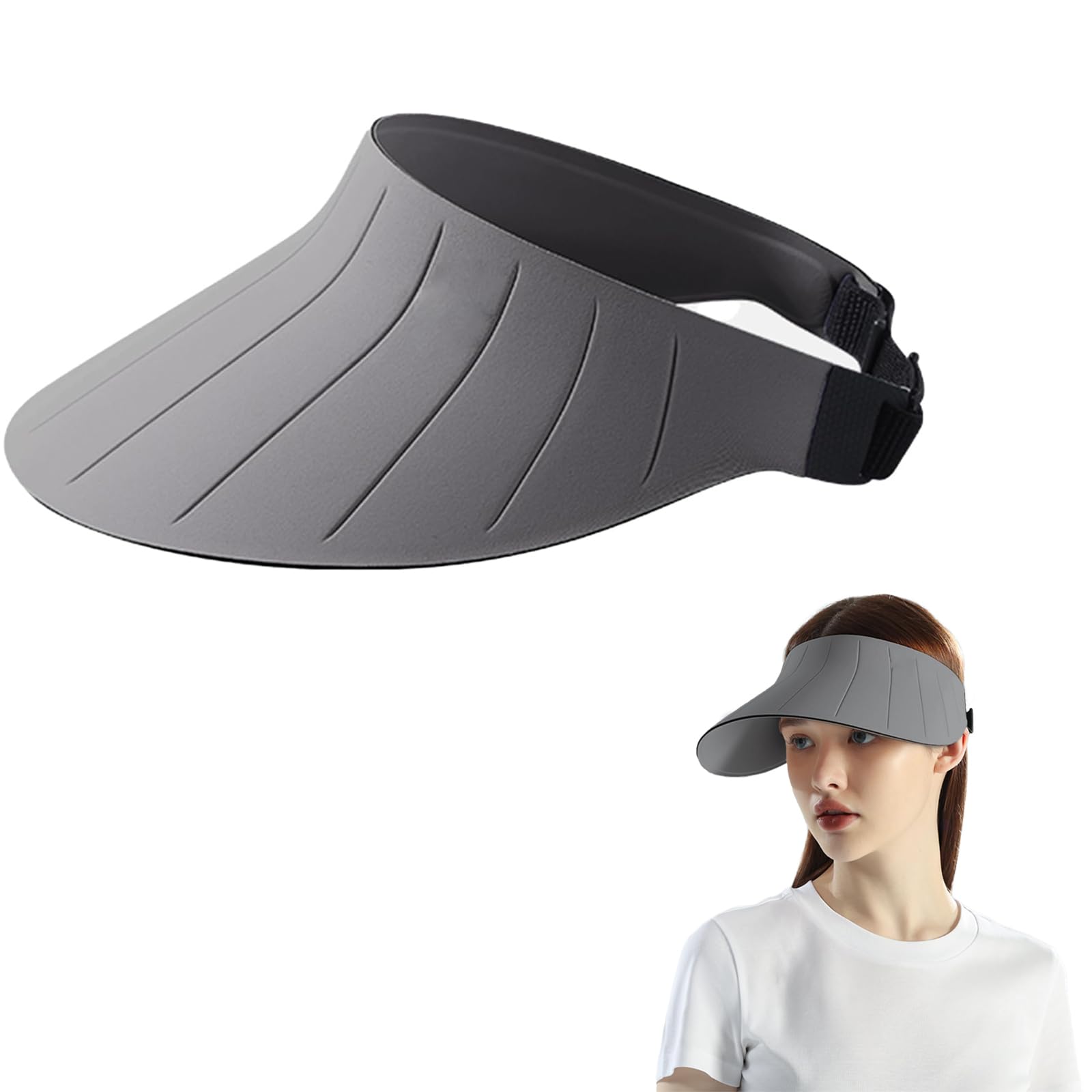 KASTWAVEVisors for Women No Trace, UPF 50+UV Protection Wide Brim Beach Sun Visor Hat, Foldable No Headache Visor Women