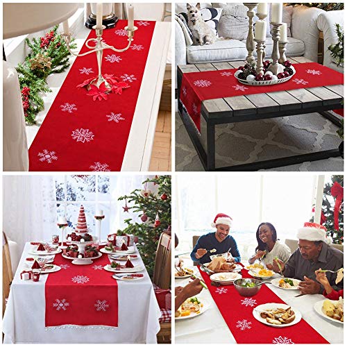 Ourwarm 16 X 72 Inch Christmas Table Runner Embroidered Table Runner Red Table Linens For Christmas Decorations #TOP7