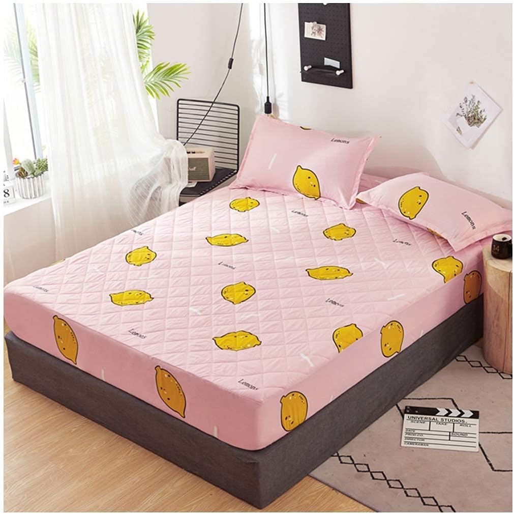 Mattress Cover Quilted Cotton Pad Mattress Cover Washable Soft Mattress Cover for Mattresses with a Depth of 2 to 10 inches (i 180 x 200 cm)