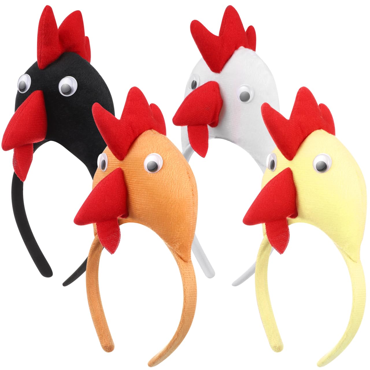 UKCOCO 4 Pcs Chicken Headband Animal Headband, Plush Chicken Crown & Hat for Kids Costume Adults, Rooster Farm Fancy Dress Accessories for Easter World Book Day Hen Party