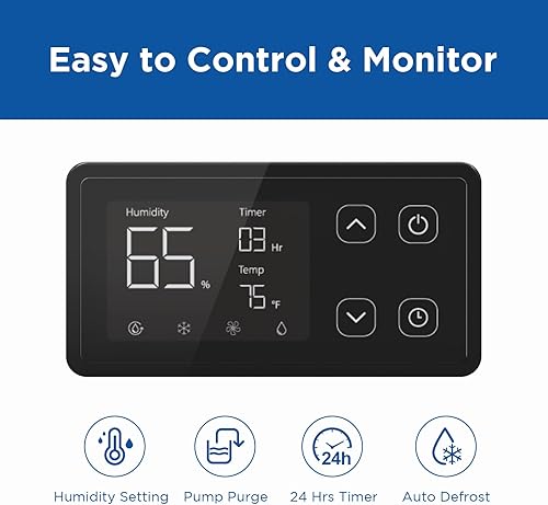 Miniatura 5 de Deshumidificador comercial de 250 pintas con bomba para grandes espacios, deshumidificadores industriales resistentes con manguera de drenaje para