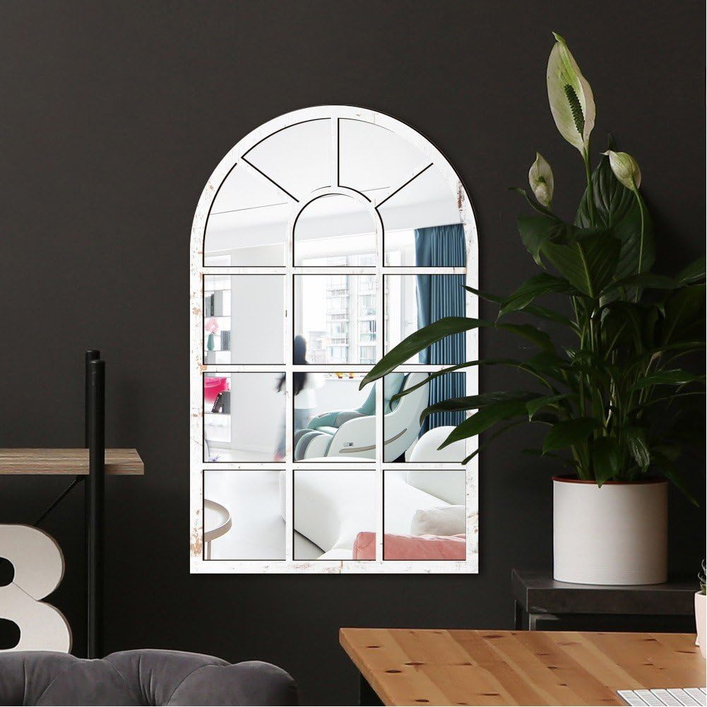 Miroir Murale Fenêtre 70 x 50 cm avec Cadre Métallique, Miroir