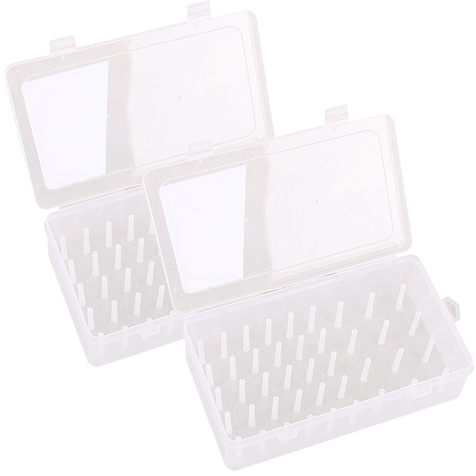 Contenitore per filo da cucito contiene 42 bobine portafilo da 2 pezzi Contenitore per bobina di cotone vuoto visibile Scatola da cucito in plastica a tenuta stagna per bobine da ricamo Trasparente
