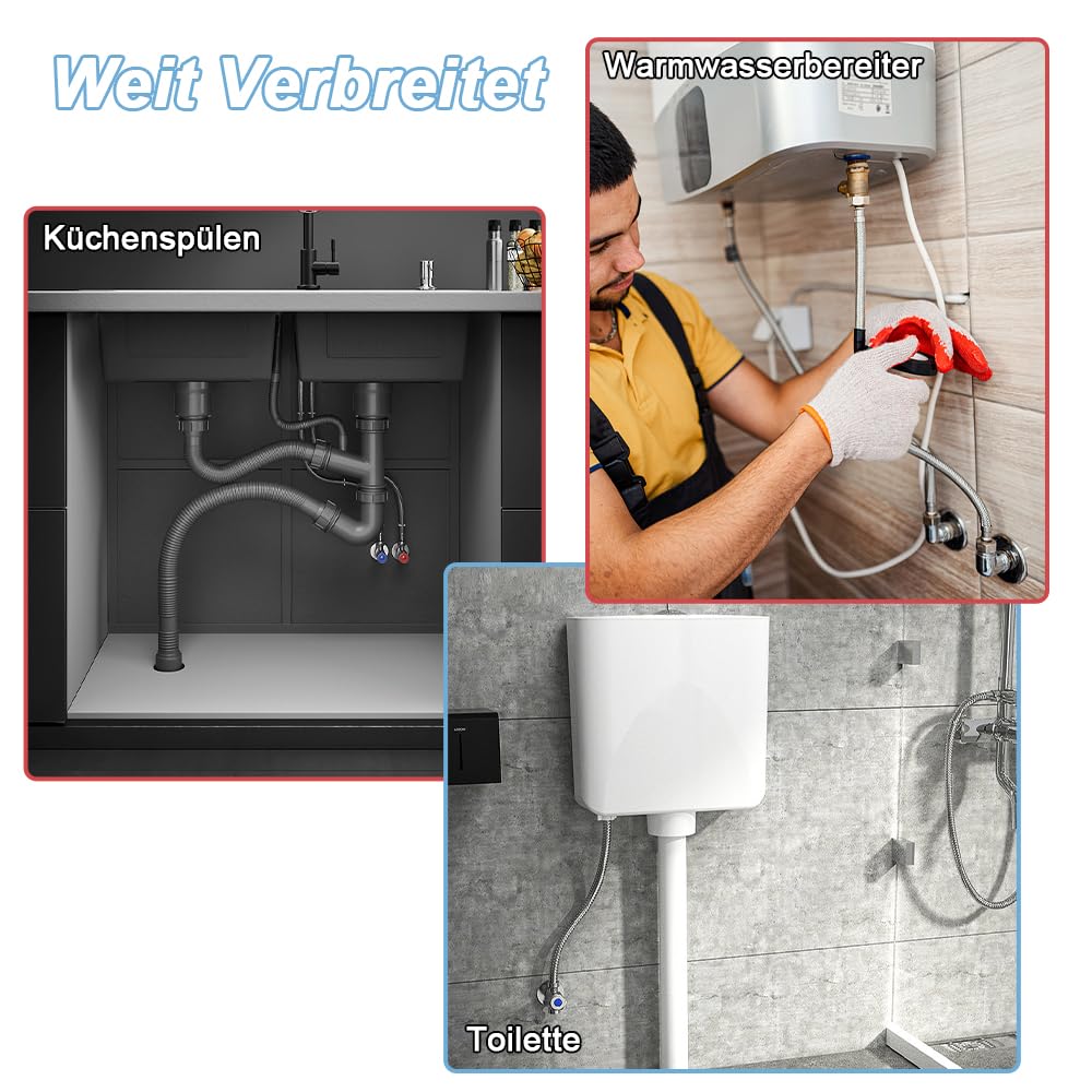 Tubi Flessibili Per Rubinetto 80 Cm - Collegamento G3/8 M10 Acciaio Inox