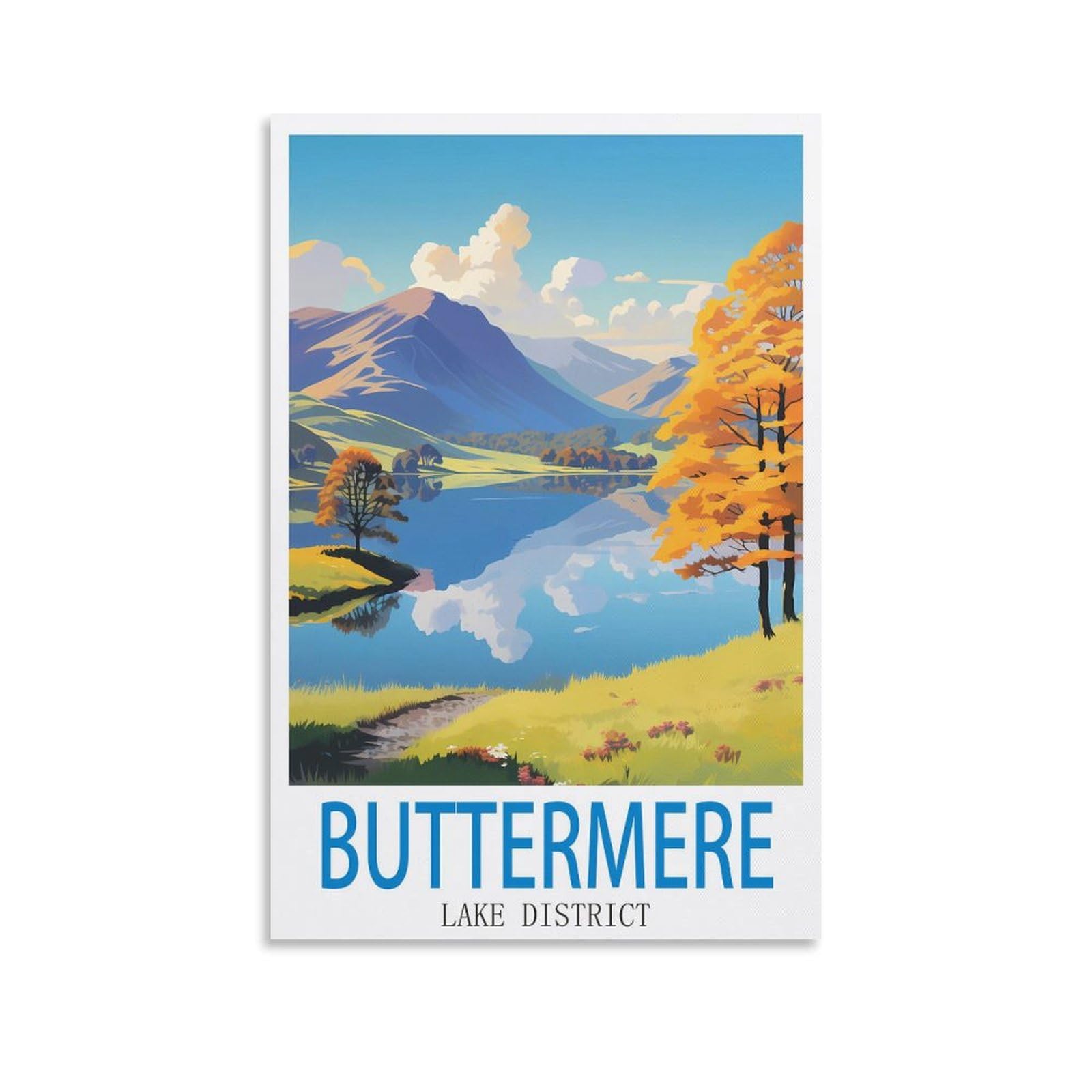 EZMLFA 5D Diamond Art Kits for Beginner,Buttermere Lake District,Beginners,DIY Full Round Drill Diamond Dot Gem Art Kits for Adults,Crafts for Decor 30x40cm