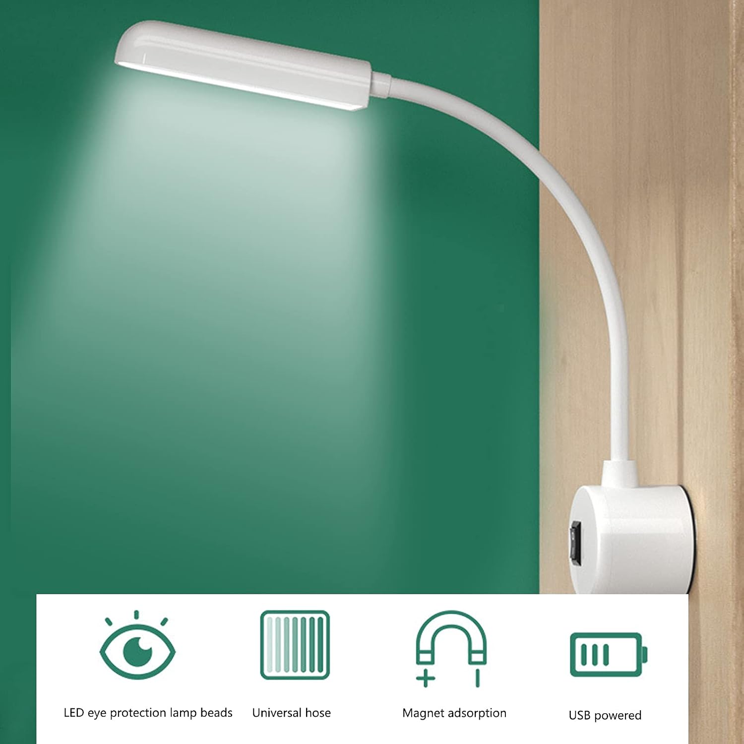 Sewing Machine Light, USB Powered Arm Work Lamp No Flicker with Magnetic Mounting Base for Bedroom for Workbench