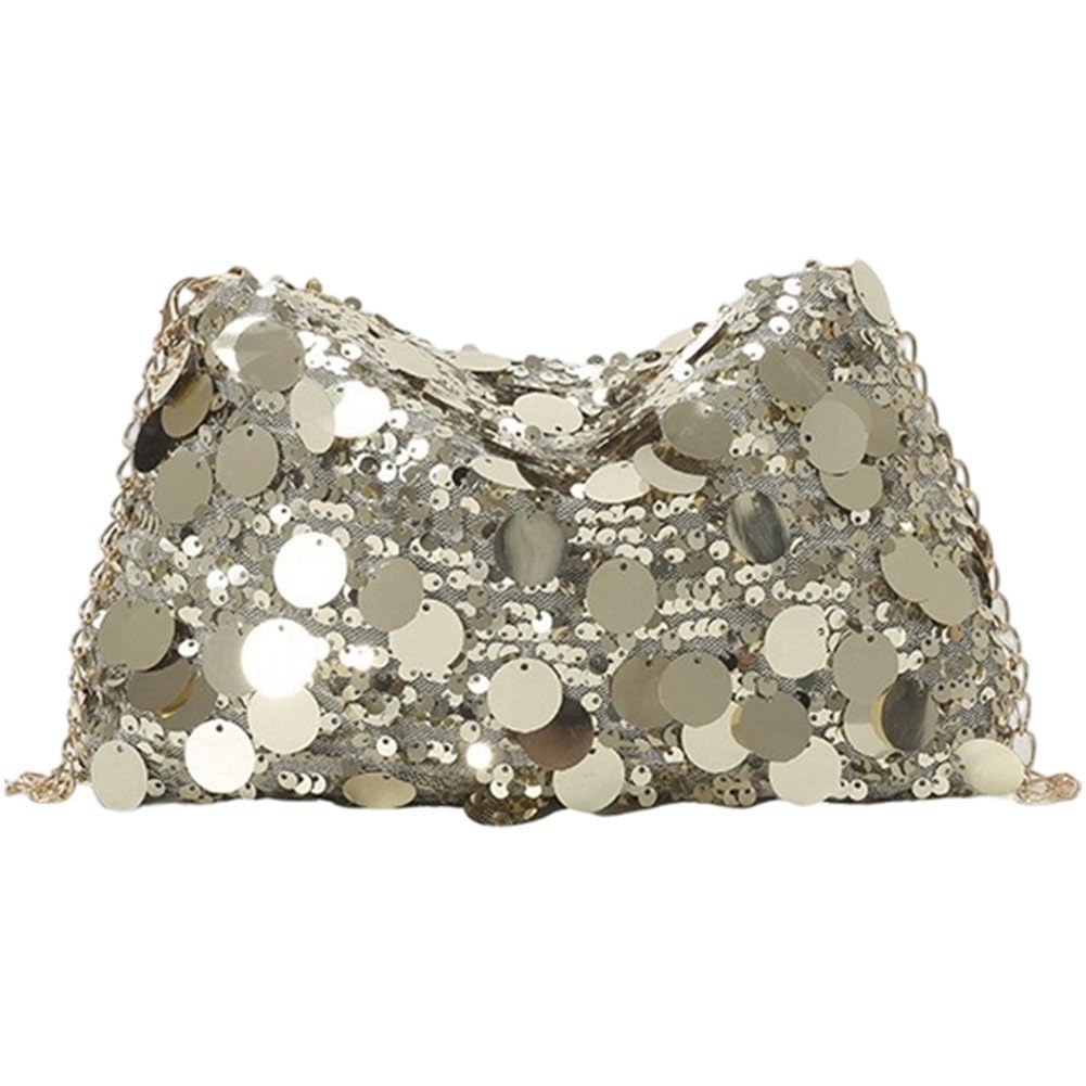 Luxylei Sequin Shoulder Bag Large Capacity Chain Underarm Bag Phone Crossbody Bag Female Handbag Bag for Evening Party