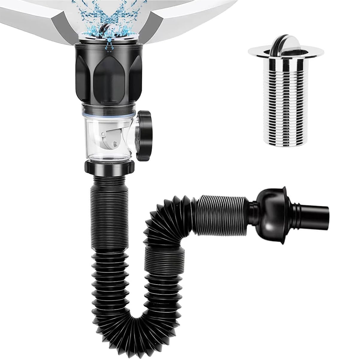 Expert Enterprise Sink Drain Kit with Flexible Expandable P-Trap Sink Drain Pipe Tube Anti-Odor Bathroom Sink Drain Pipe 3 in 1 Plumbing, Fits for 3-4.5 cm Drain Hole, for Kitchen (B0DJ2H9TRK) Amazon Price History, Amazon Price Tracker