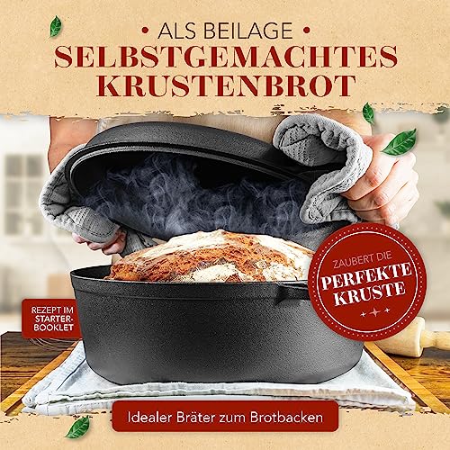 Foto von KRUSTENZAUBER 35 cm Gusseisen Bräter mit Deckel für Braten & Schmorgerichte