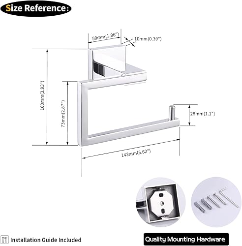Miniatura 6 de GERZWY Soporte de papel higiénico para baño, dispensador de toallas de papel de acero inoxidable pulido, colgador de rollo de pañuelos montado