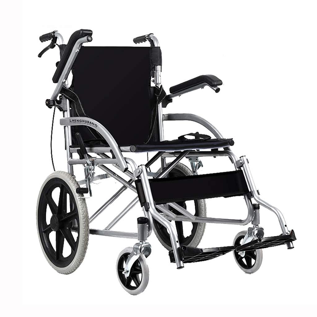 Sillas de Ruedas Plegables Ligeras Plegables con 4 Frenos reposabrazos abatibles a Prueba de pinchazos Silla de Viaje de tránsito portátil propulsada