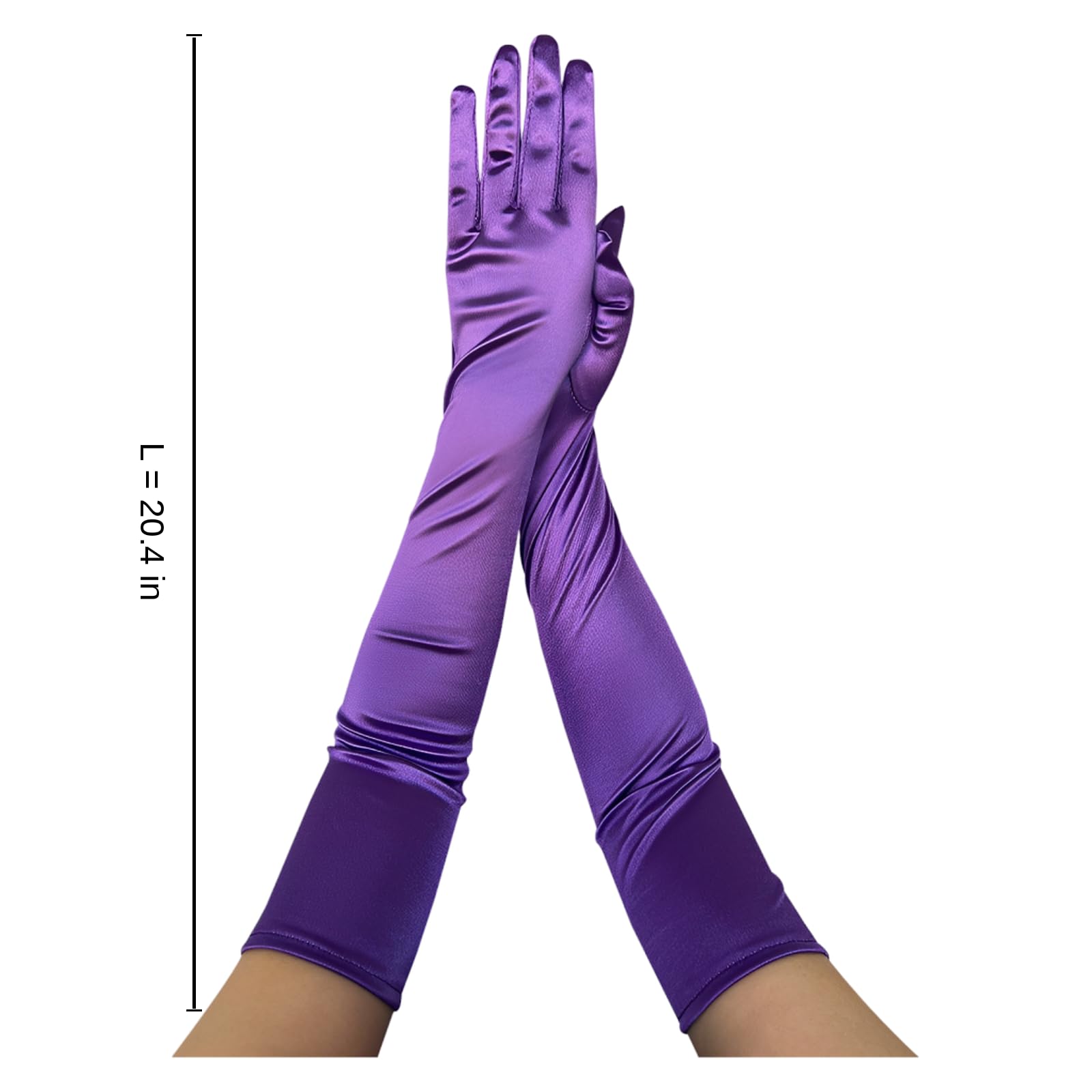 4 Paar lange Satin-Opernhandschuhe, 52 cm, Kostümhandschuhe für Damen für Halloween, Cosplay und Abendpartys, dehnbar bis zum Ellenbogen, elegantes Accessoire für Bühne und Party