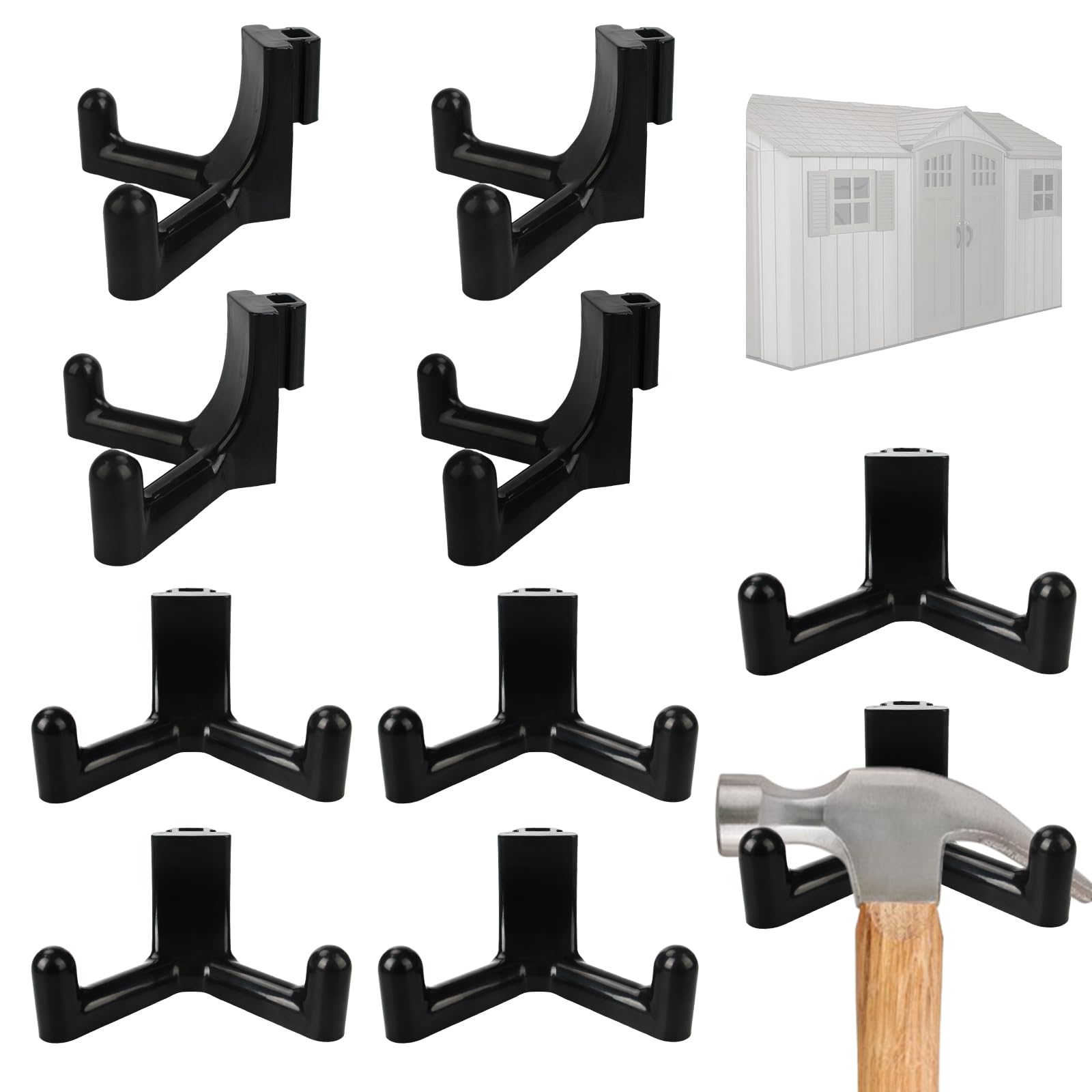 Dfnidy Black Tool Hooks Fits Lifetime Sheds With Vertical Sidings, Upgrade Hook Compatible With Lifetime Storage Shed Organization Accessories (10 Pcs)