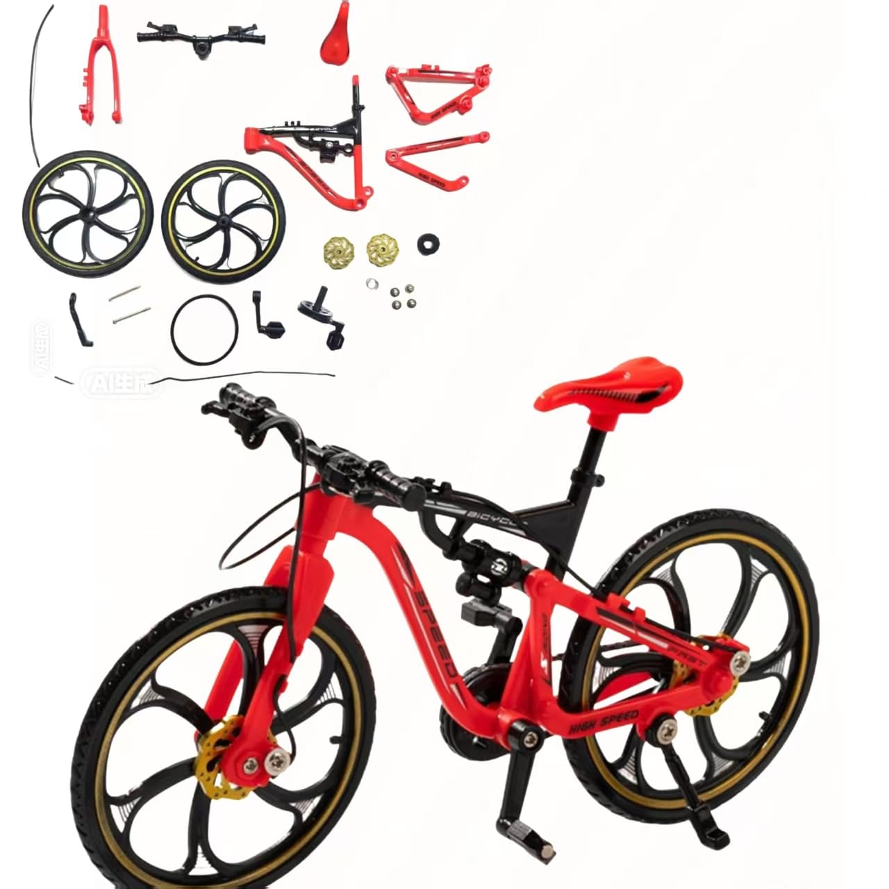 DIY Assembly 1:8 Scale Mountain Bike Model Kit, Plastic Frame, Movable Wheels and Pedals, 19cm x 11cm, Birthday Gift for Boys and Girls