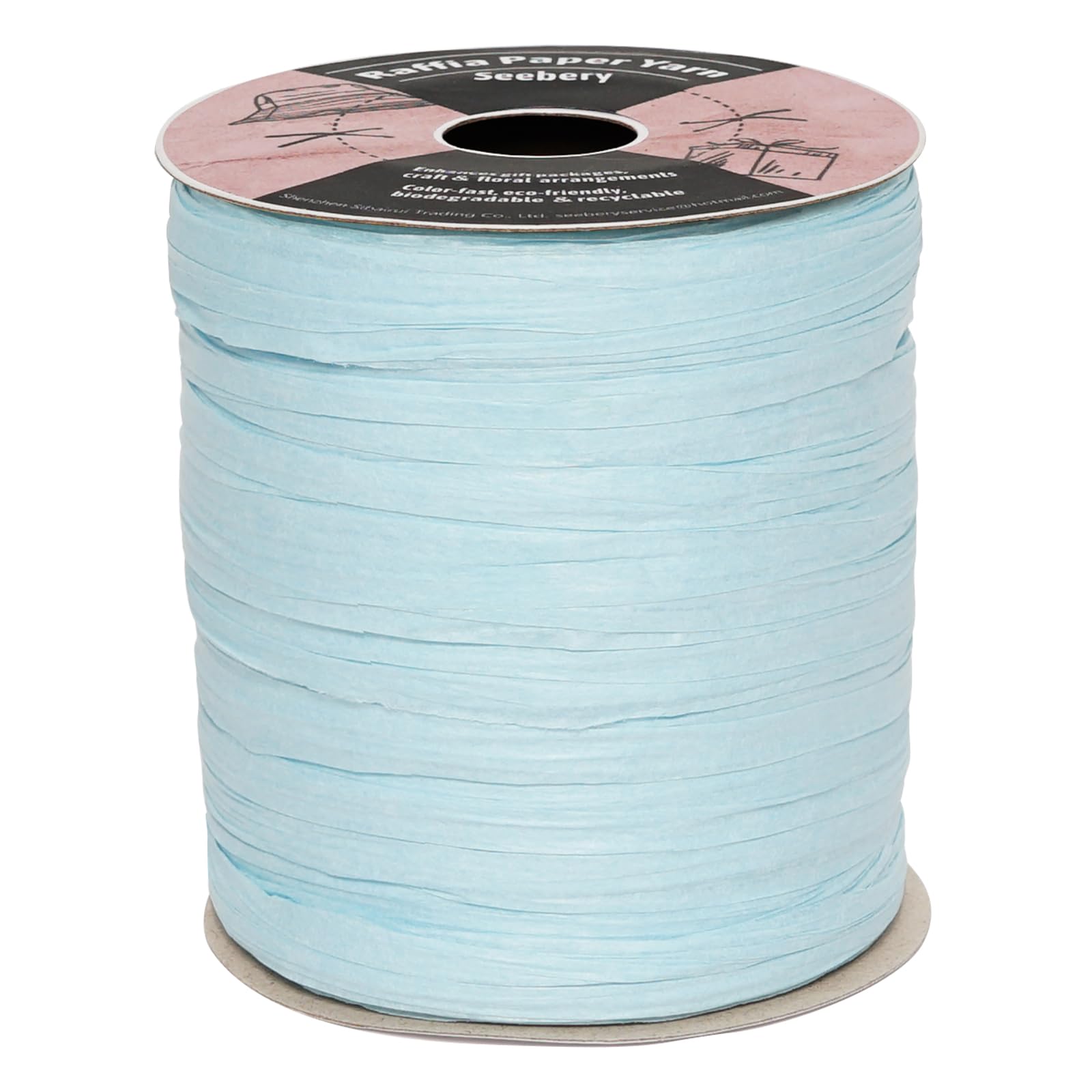 Raffia Ribbon for Crafts - Raffia Yarn Grass Twine for Gift Wrapping, DIY Decoration & More | Matte String Paper Rope for Crochet - 1/4'' Wide, 100 Yards, Baby Blue