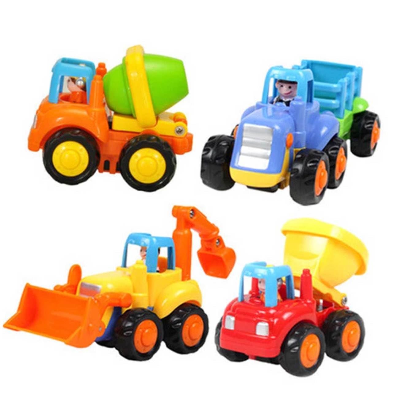 Camion Giocattolo per Bambini Veicolo Ingegneristico Verde in Abs Meccanismo a Strappo senza Batterie, Giocattolo Educativo per Apprendimento Precoce e Divertimento Sicuro