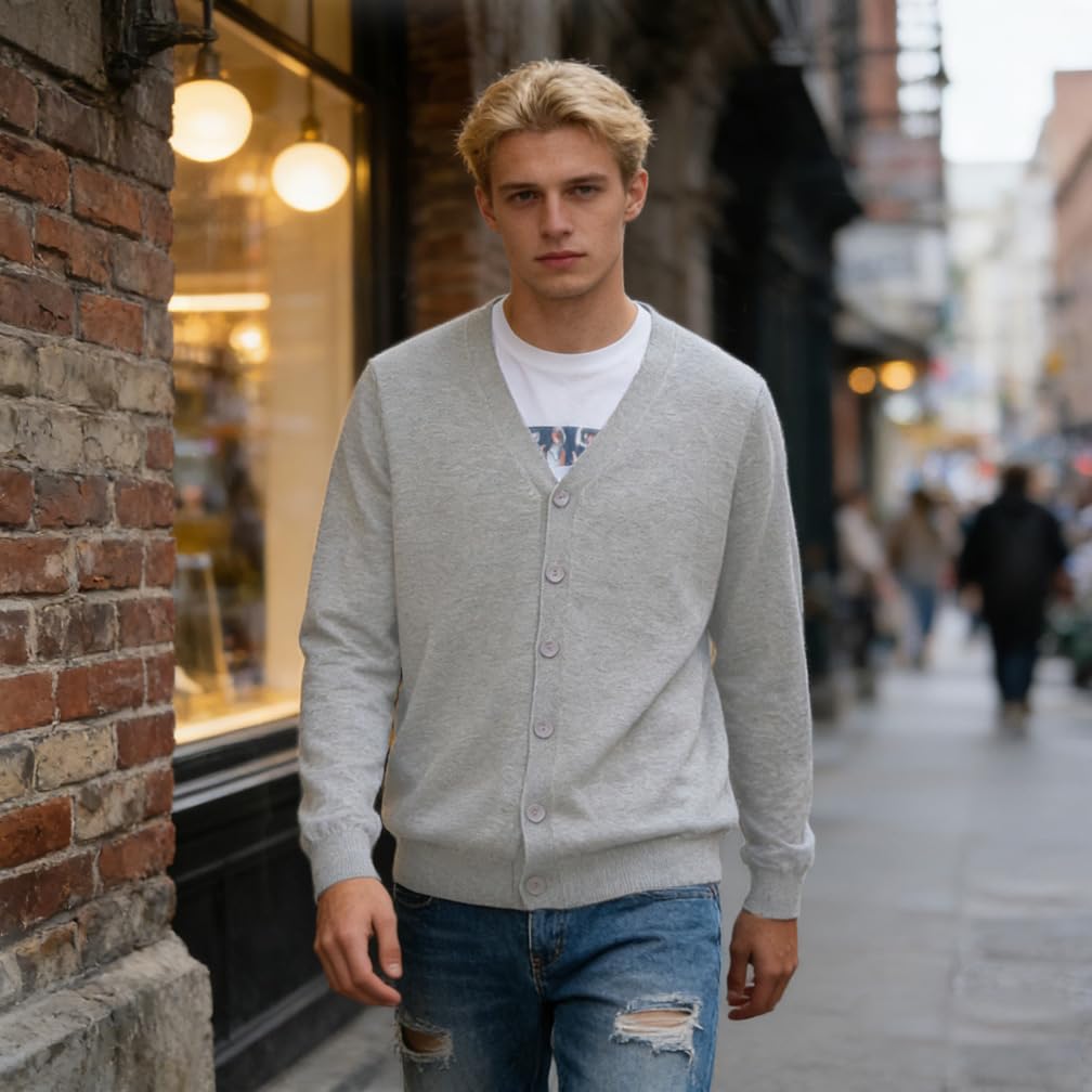 Cardigan pour Hommes avec Boutons, Tricots Léger
