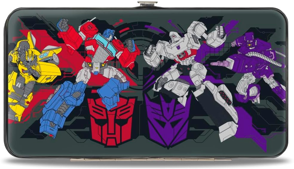 Buckle-Down Hasbro Wallet, Hinged, Transformers Autobots Versus Decepticons Action and Logos, Vegan Leather